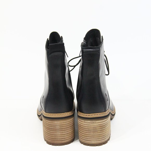 Timberland Lug Sole Boots New Women Black Leather Bootie sz 9.5 Sienna - Picture 10 of 12